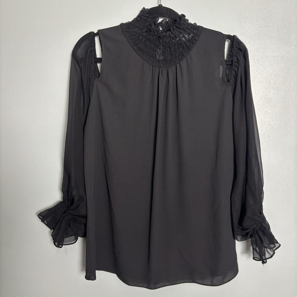 LOLA & SOPHIE 100% Silk Women’s Long Lace Sleeve Black Top Medium Tank Blouse - Picture 1 of 9